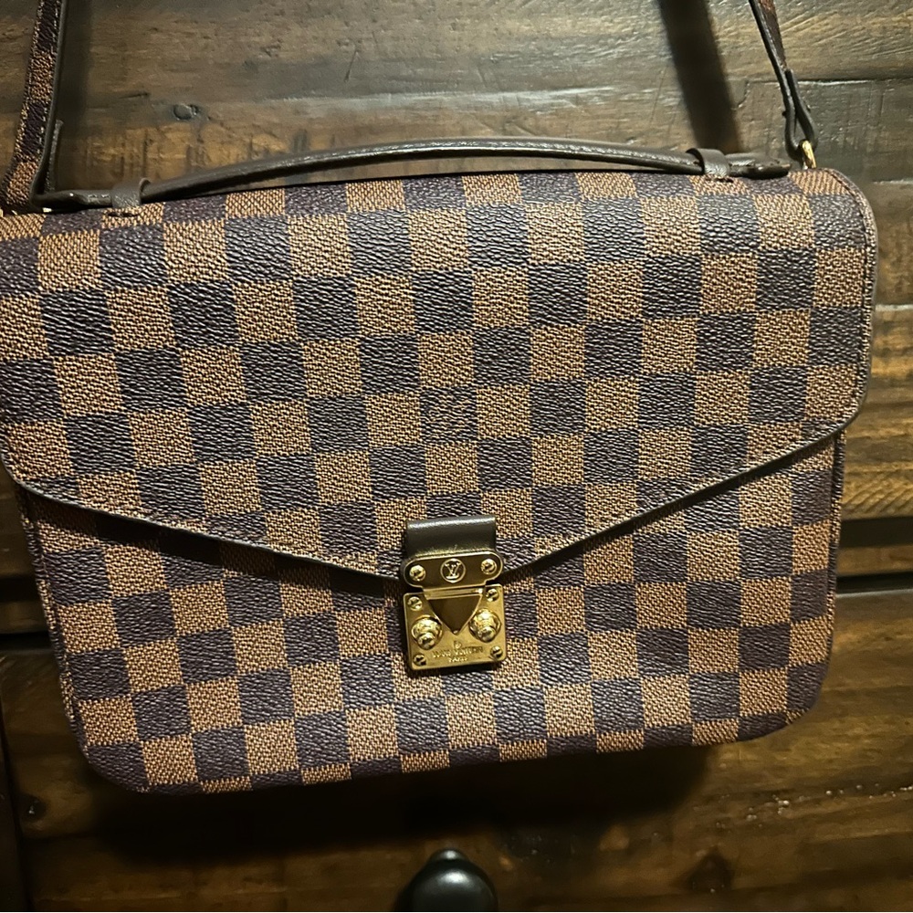 Checkered Brown Designer Shoulder Bag